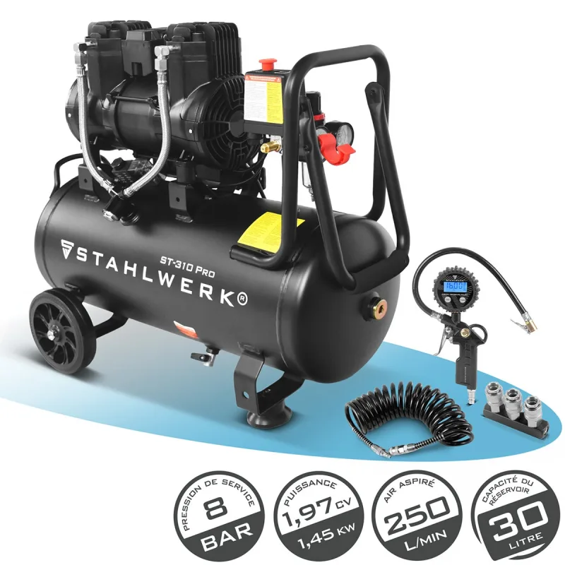 Compresor stahlwerk st-310 pro totalmente equipado - compresor whisper sin aceite