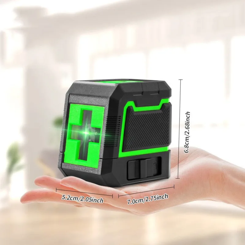 Obosoe mini nivel láser autonivelante de 2 líneas con retícula láser verde, trípode, 5,2 x 7 x 6,8 cm, pilas no incluidas