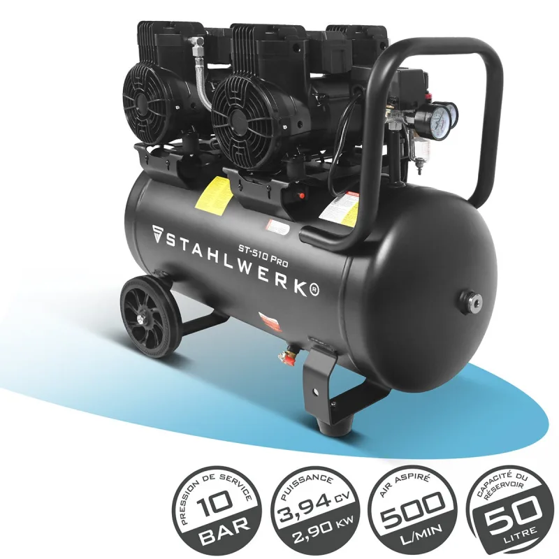 Compresor stahlwerk 10 bar 50 l 3,94 cv 2,9 kw 500 l/min compresor de aire comprimido