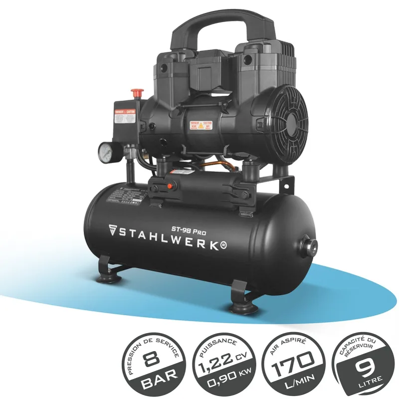 Stahlwerk compresor 8 bar 9 l 1,22 cv 0,90 kw 170 l/min compresor de aire comprimido