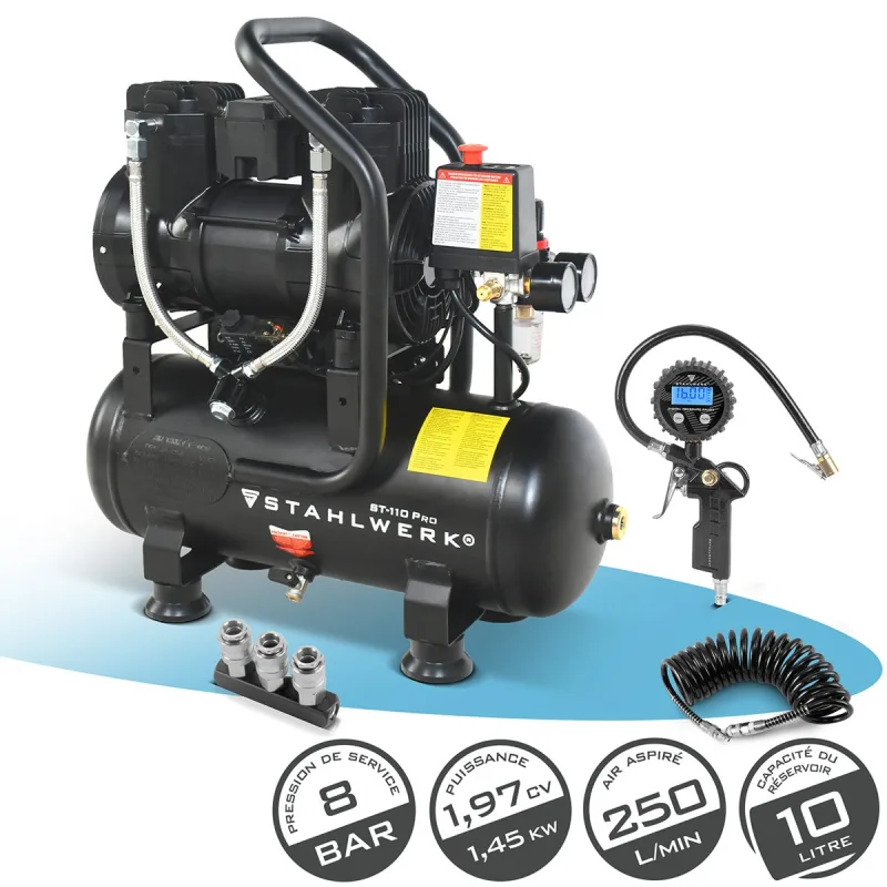 Compresor stahlwerk st-110 pro set de aire comprimido, totalmente equipado