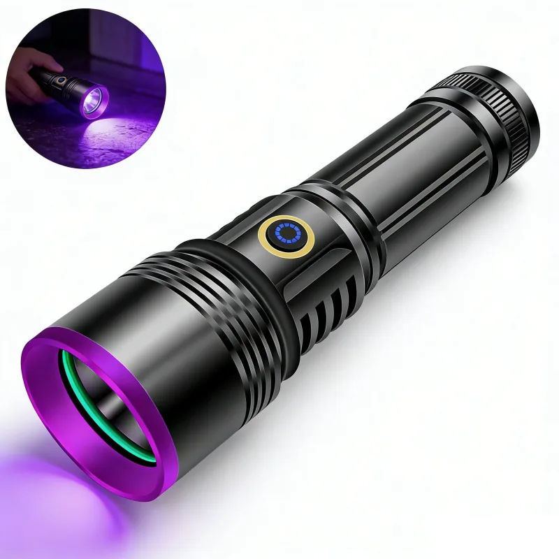 Nicola 4pcs linterna uv 365nm led recargable, luz blacklight con filtro, detección billetes falsos, manchas mascotas, fugas, uso industrial