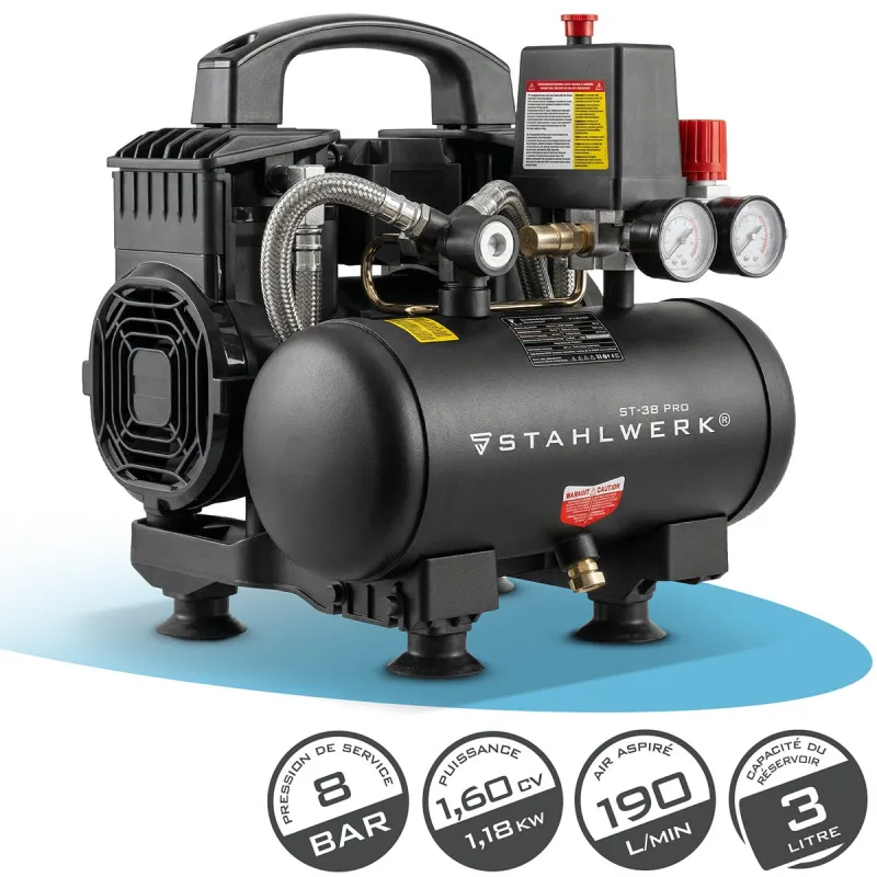 Compresor stahlwerk 8 bar 3 l 1,60 cv 1,18 kw 190 l/min compresor de aire
