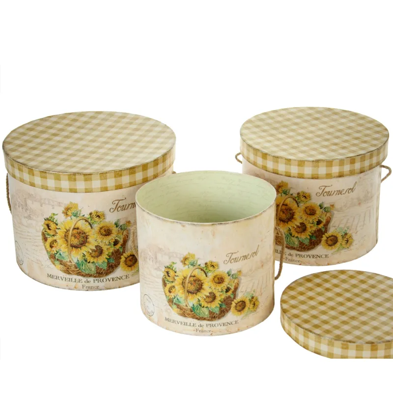 Set 3 cajas girasoles carton