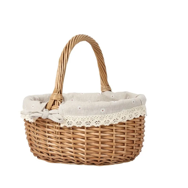 Ledander cesta de picnic de mimbre, cesta grande vacía para picnic, cesta tejida para picnic y camping.