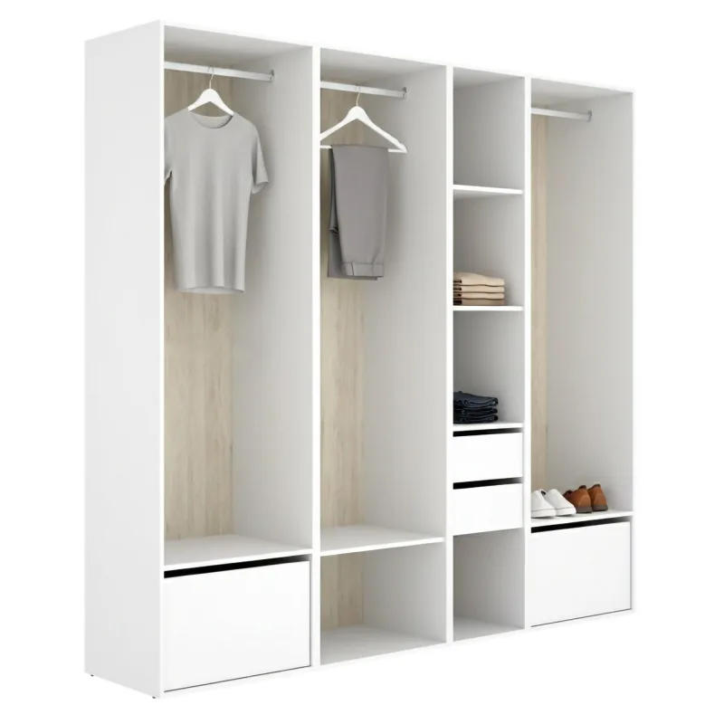 Armario grande, modular 10 estantes, perchero, 45x205h cm blanco - hawthorne