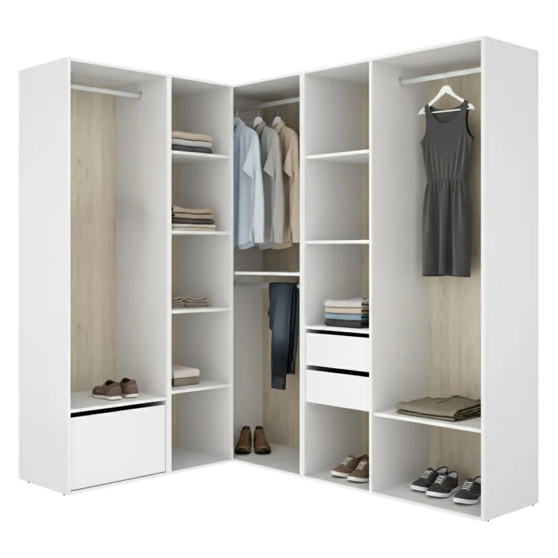 Armario grande, modular 12 estantes, barra para ropa, 186x205h cm blanco - atwood