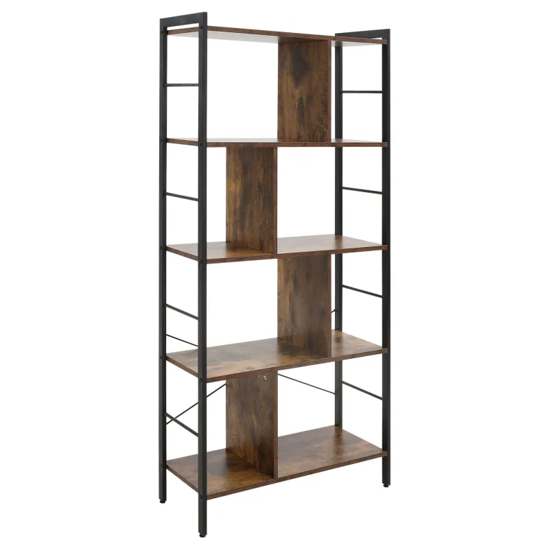 Estantería librería de 4 niveles con 8 compartimentos para sala de estar oficina dormitorio 74x30x157,5 cm marrón rústico