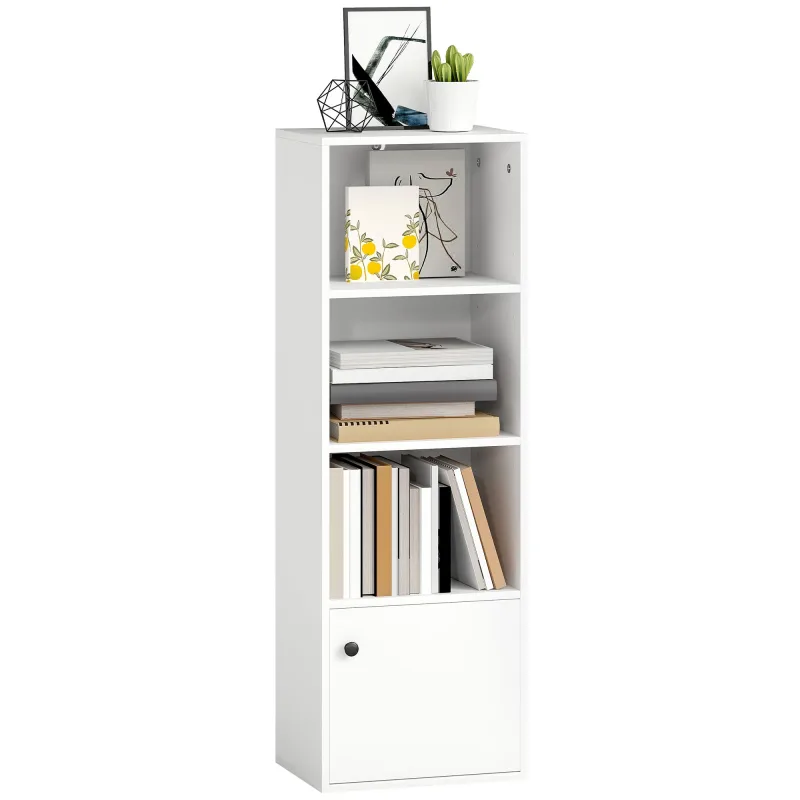 Librería de 4 niveles soporte para libros moderno con soportes y puertas 40x30x120 cm blanco