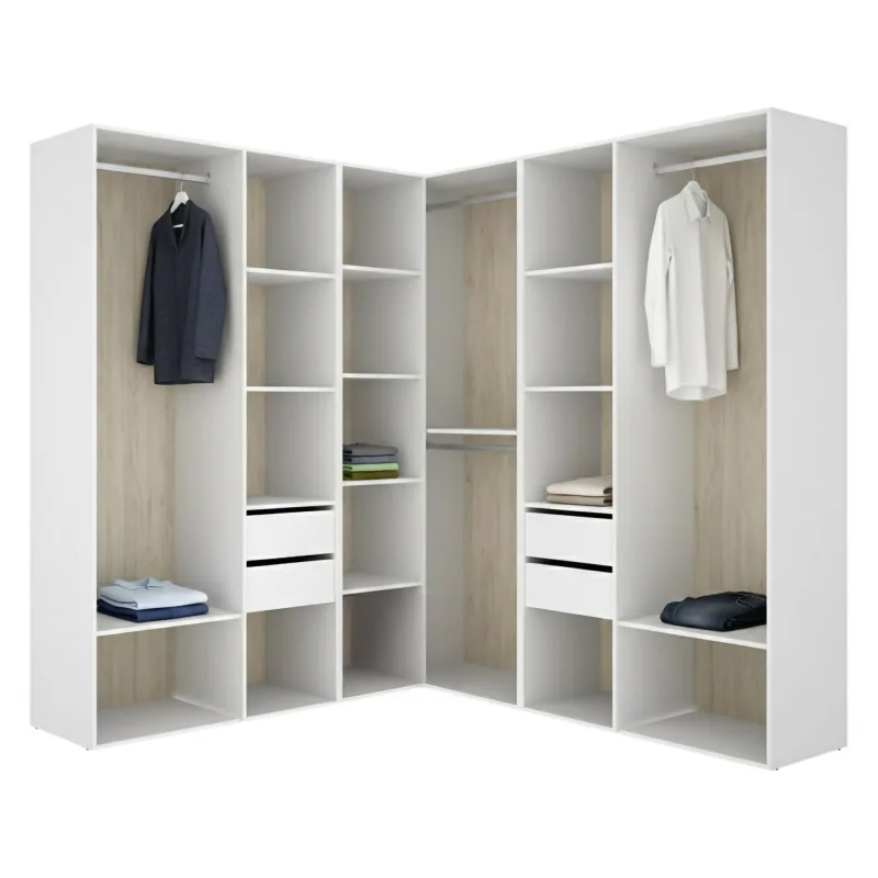 Armario grande, modular 13 estantes, perchero, 186x205h cm blanco - yancy
