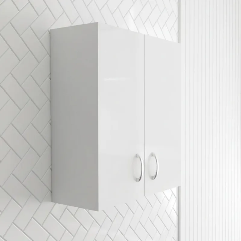 Mueble lavadero 60x32 cm 2 puertas – dos estantes – madera blanca hidrófuga – negrari