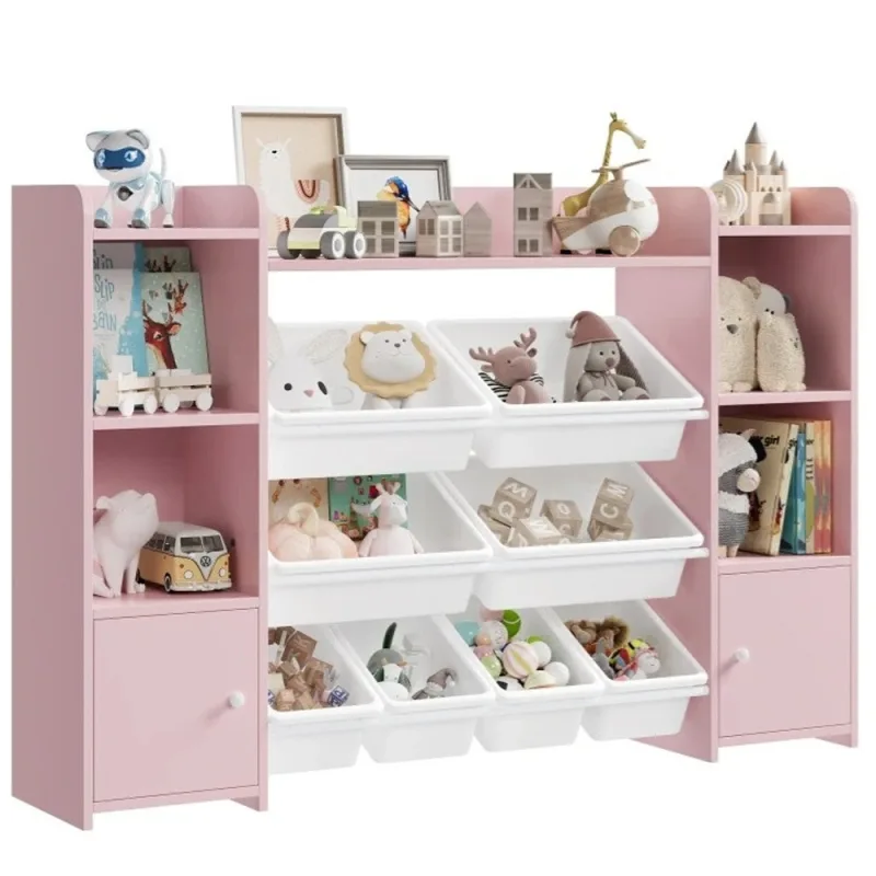 Kaket mueble para guardar juguetes,estantería infantil. incluye 8compartimentos y estantes extraíbles,ideal para salón y dormitorio(138,8x29,6x94,3cm)