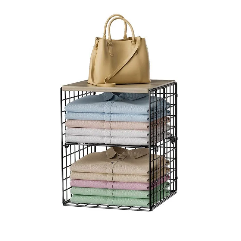 Bomclap cesta apilable para armario, estante organizador para armario, cesta de almacenamiento con compartimentos para ropa