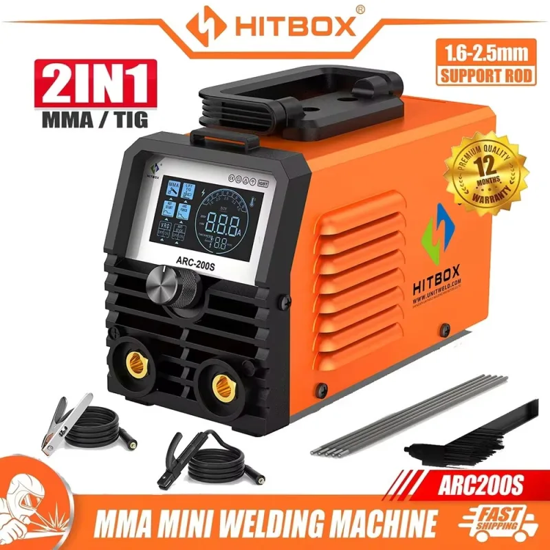 Obosoe soldadora inverter 2 en 1 arc mma lift tig mini igbt con pantalla digital led, portátil para uso doméstico, 220 v, 10-200 a