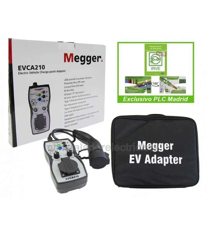 Comprobador de puntos de recarga: simulador de vehículo eléctrico. megger evca210