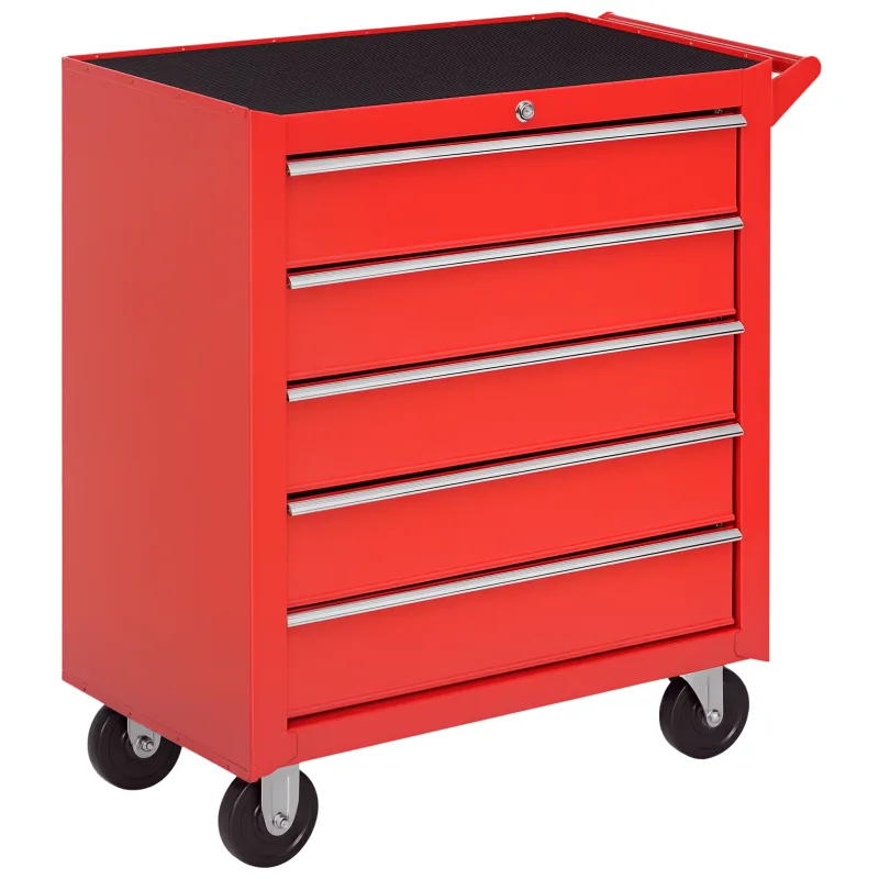 Caja taller carro de herramientas con ruedas cerradura tipo mueble de almacenamiento para taller garaje y hogar chapa de 69x33x75 cm rojo