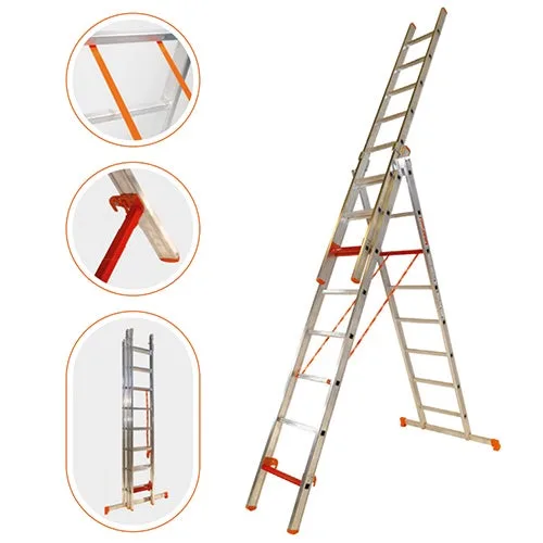 Escalera básica triple aluminio - (3x14 t) plabell