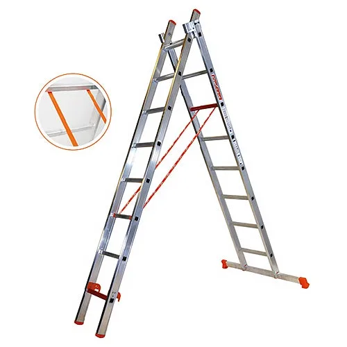 Escalera básica doble aluminio - (8 + 8 escalones) plabell