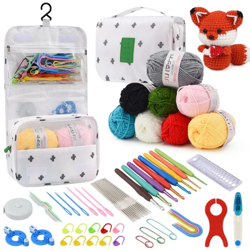 Kit de actualizado para , juego de ganchillo con funda y 8 hilos para ganchillo juego de 62 ganchos ，ganchillo ganchos de ganchillo ergonómicos
