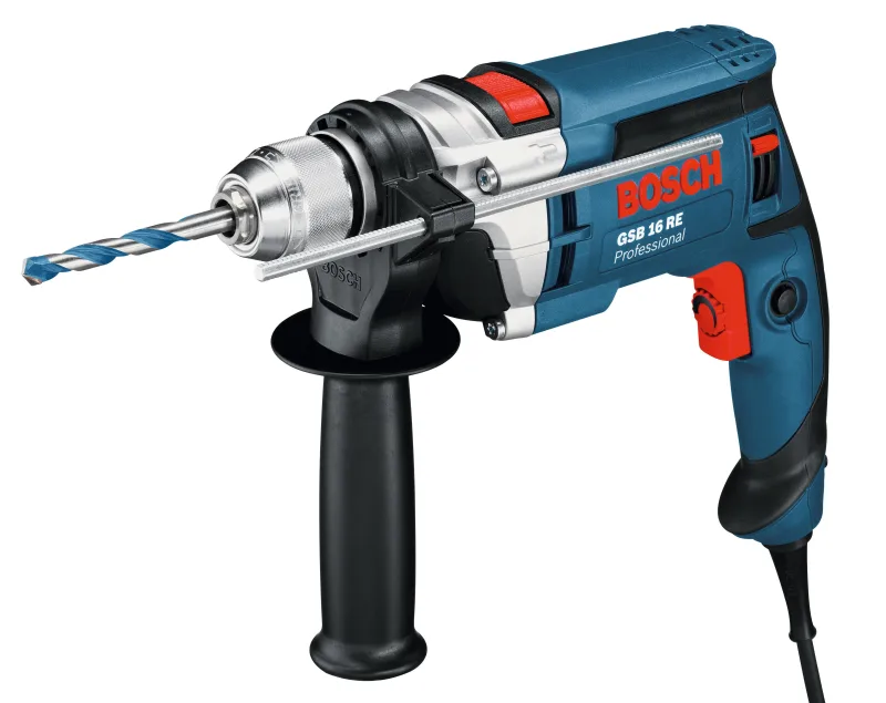 Taladro percutor bosch professional 750w - incluye empuñadura adicional, maletín de transporte, tope de profundidad de 210 mm, portabrocas de sujeción rápida de 13 mm - gsb 16 re