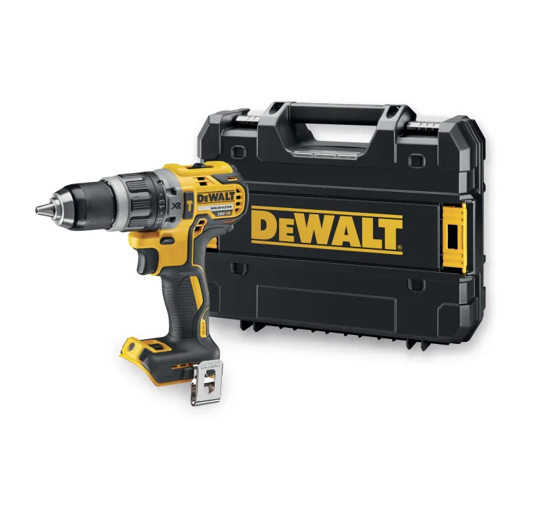 Taladro percutor a batería dewalt 18v brushless - sin batería - incluye pinza para cinturón, retención magnética de puntas y maletín tstak - dcd796nt-xj