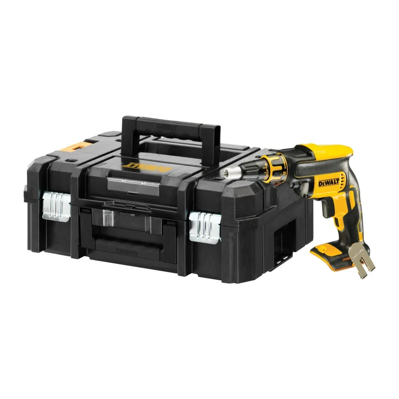 Atornillador a bateria dewalt 18 v brushless - sin bateria incluye tope de profundidad, dt7520 portapuntas magnético con una punta 25mm pr2 y maletín tstak ii- dcf620d2-qw