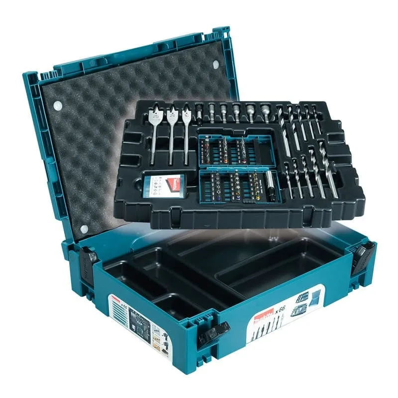 Makita b - 43044 - ensemble accessoires 66 pièces avec coffret makpac