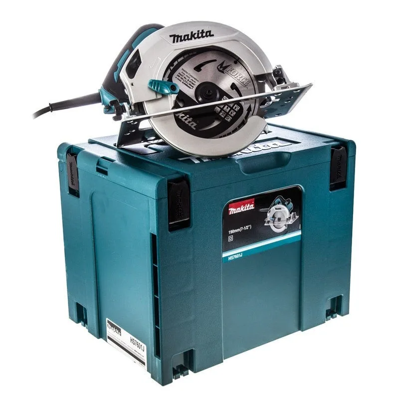 Makita hs 7601 j 1200 w scie circulaire + coffret makpac + lame de scie 190 mm mforce