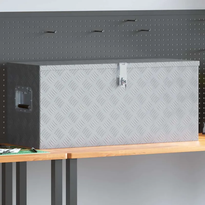 Maison exclusive - caja de aluminio plateado 90,5x35x40 cm