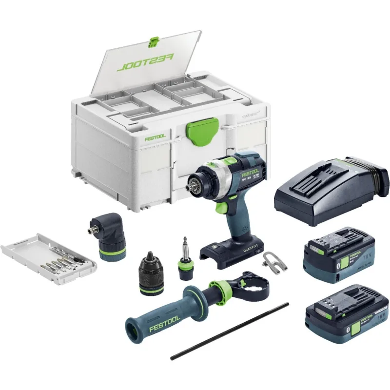 Taladro atornillador de percusión a batería tpc 18/4 5.0/4.0 i-set quadrive - 577621 - festool