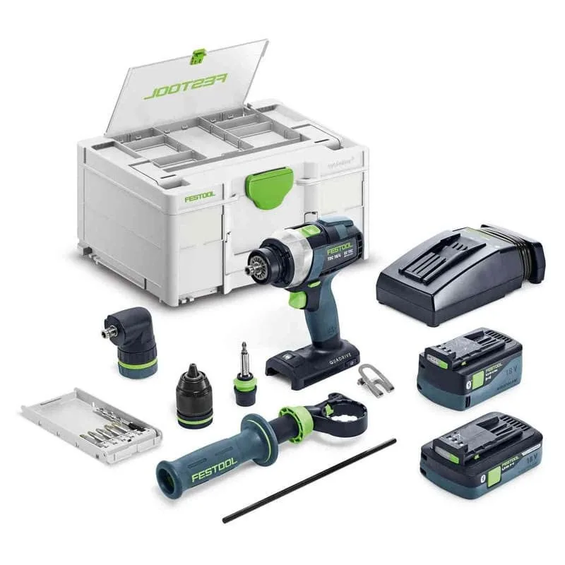 Taladro atornillador a batería tdc 18/4 5.0/4.0 i-set quadrive - 577612 - festool