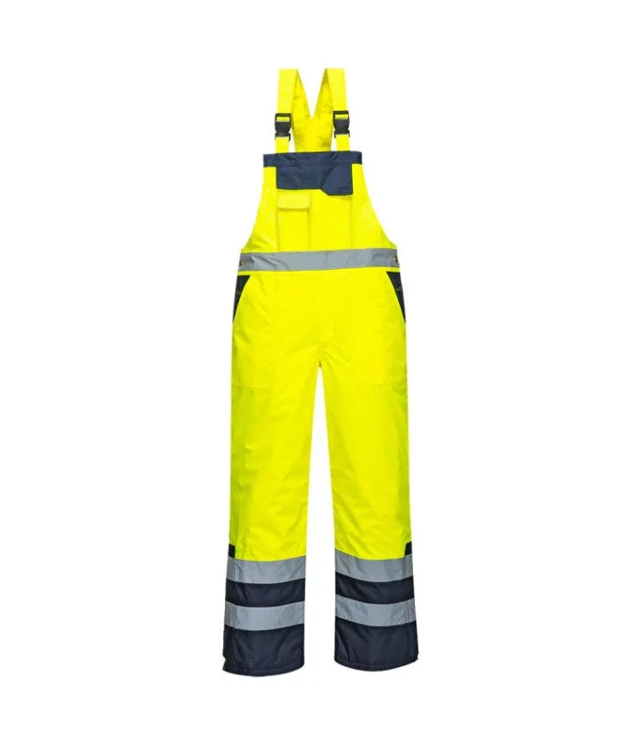 Peto bicolor contrast con forro, tiras ajustables multi-bolsillos banda reflectante en cintura portwest s489