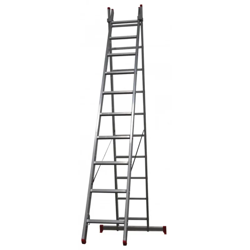 Escalera profesional doble de aluminio. certificación en-131 -2 tramos x 7 peldaños