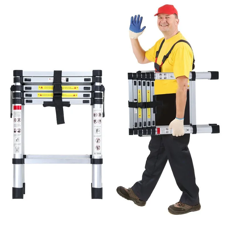 Escalera telescópica hasta 150 kg escalera multifunción estable de aluminio 1,4m+1,7m
