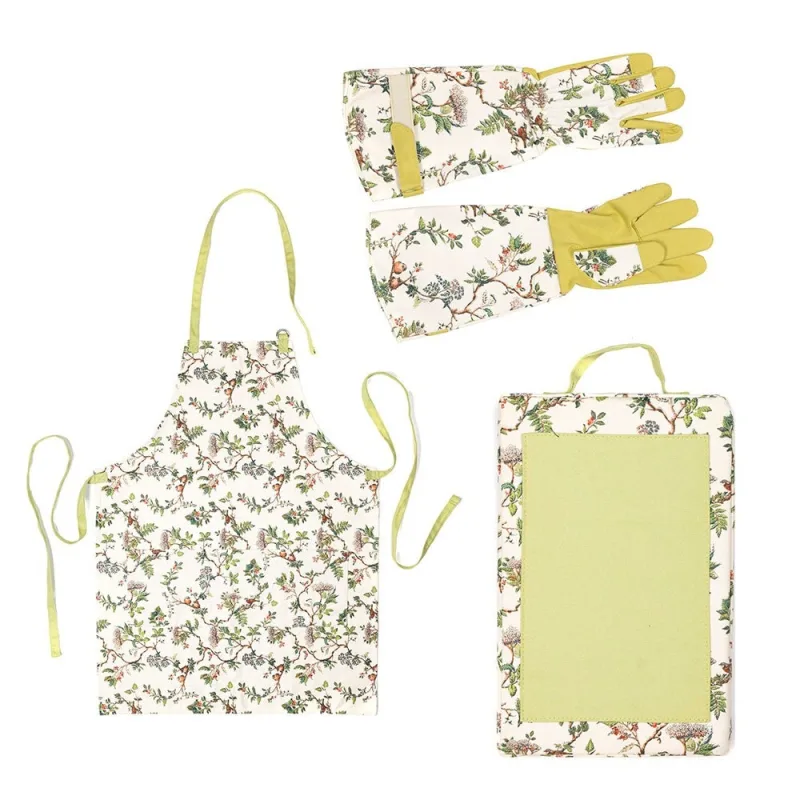 Set de jardín elderwood guantes, delantal y cojín, laura ashley