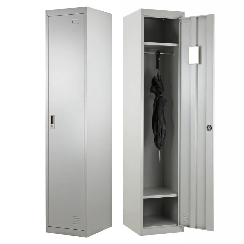 Armario metal gris 1 puerta 180x38x45 cm