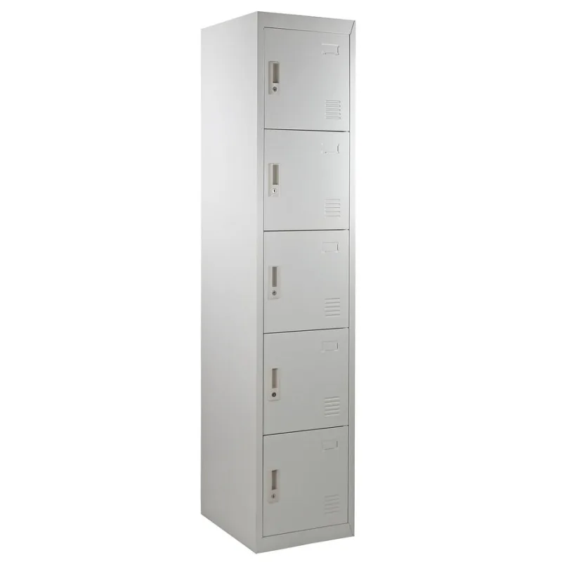 Armario metálico 5 puertas gris 190x45x38 cm