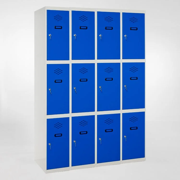 Taquilla metálica casillero de 12 puertas y 3 alturas 180x50x30cm