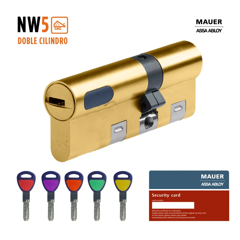 Cilindro perfil europeo (pera) de 31 + 41 mm mauer nw5 dorado