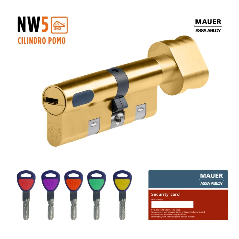 Cilindro perfil europeo (pera) de 31 + 41 mm mauer nw5 dorado