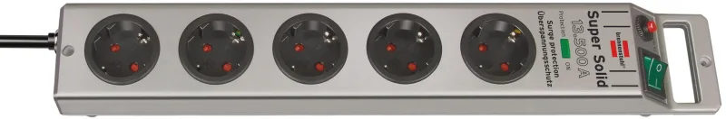 Base múltiple super-solid 5t c/prot.sobretensión 13.500a 2,5m plata brennenstuhl