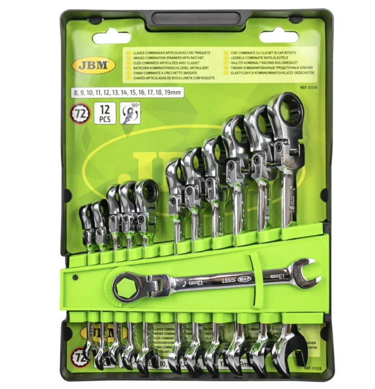 Set 12 llaves combinadas articuladas con trinquete jbm 51318