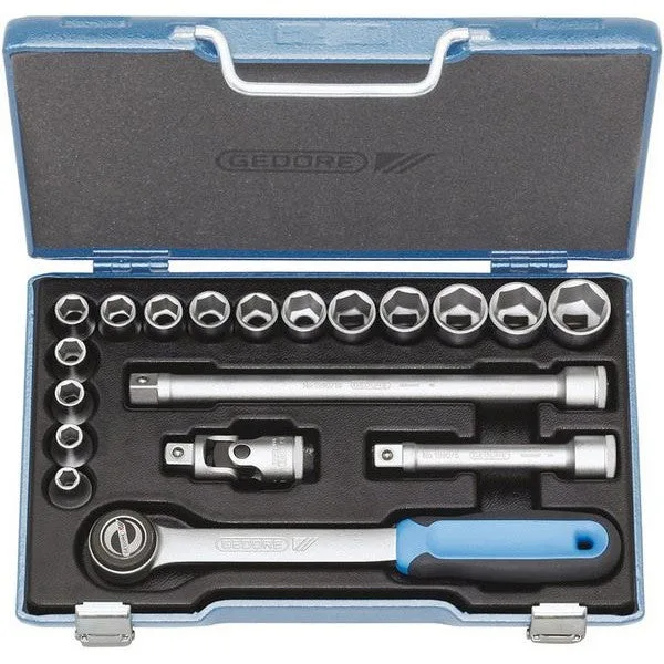Gedore 19 jmu-3 ensemble de douilles d'outil 1/2, 19 pièces, 6