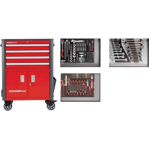 Gedore red r22041004 jeu d’outils en chariot d’atelier wingman rouge
