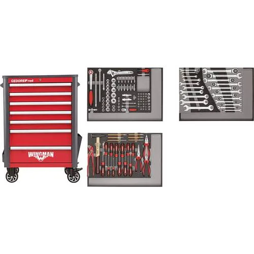 Gedore red r22071004 jeu d’outils en chariot d’atelier wingman rouge