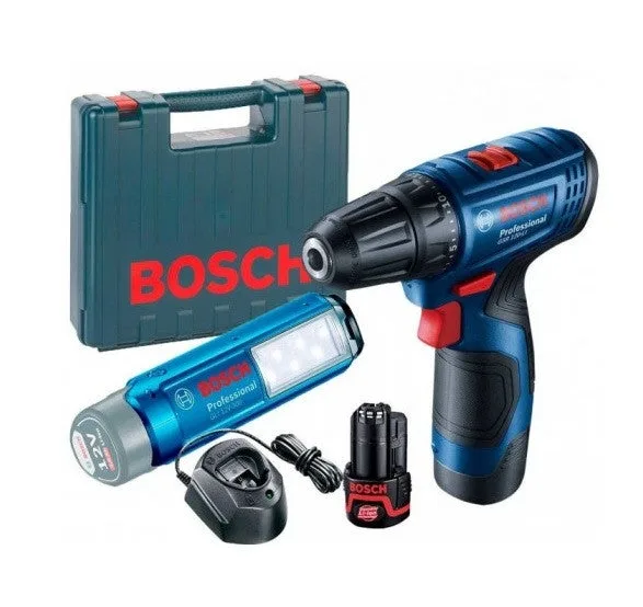 Bosch - taladro atornillador a batería gsr120-li 12v 2.0ah li-ion con luz de batería gli 12v-300 - 06019g8004