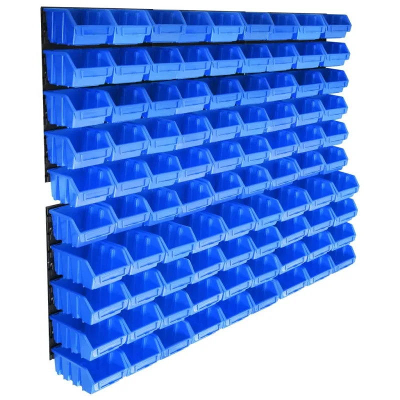 Kit de cajas de almacenaje 96 piezas con paneles de pared azul vidaxl