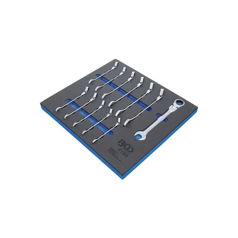 Bandeja para carro 2/3: llaves combinadas con carraca | ajustable | 8 - 19 mm | 12 piezas