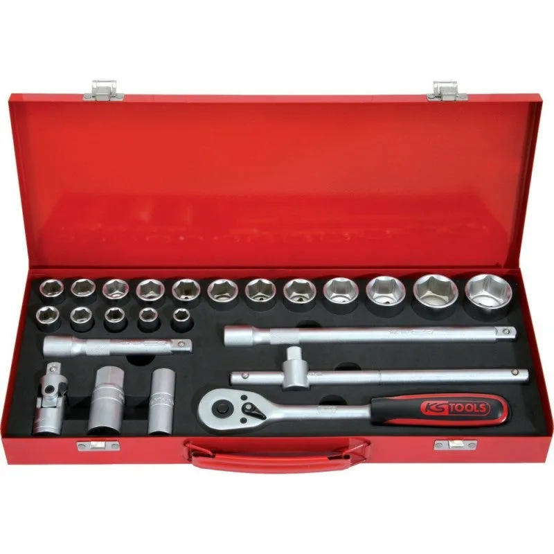Ks tools 1/2 coffret de douilles, 24 pcs 6 pans
