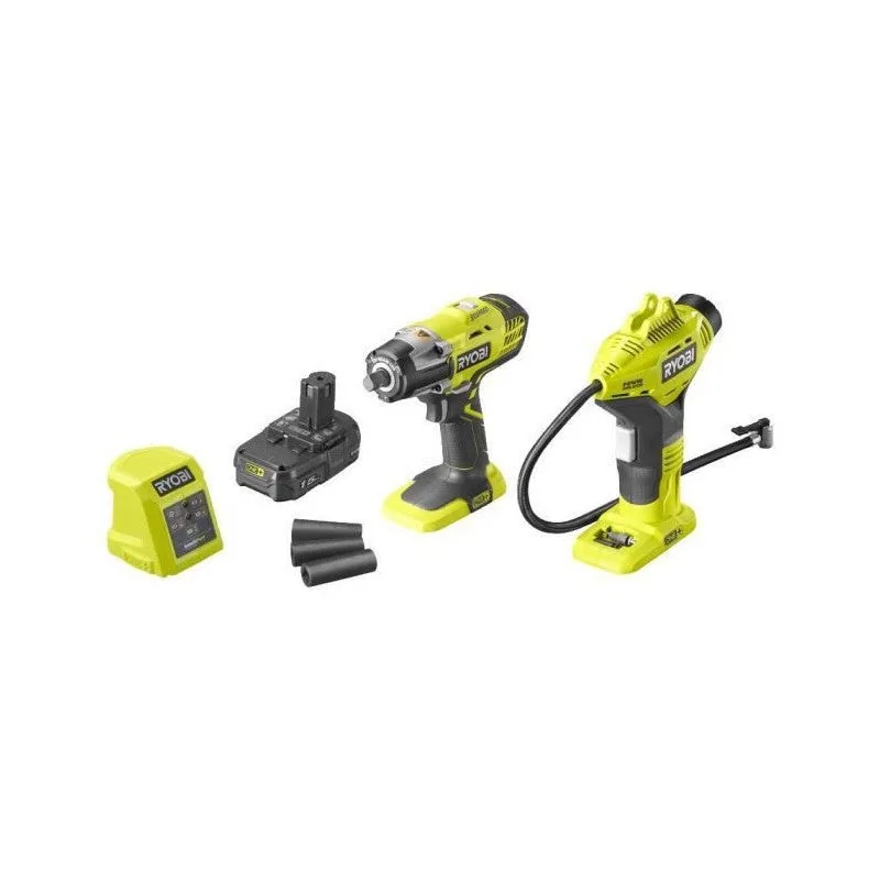 Ryobi - r18iwpi-115g - duo one+ 18v (boulonneuse + compresseur)